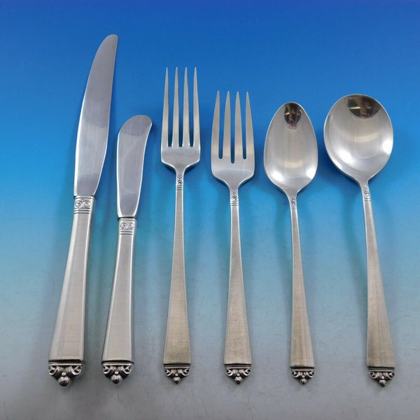 Satin Beauty By Oneida Sterling Silver Flatware Set For 8 Service 55 Pieces