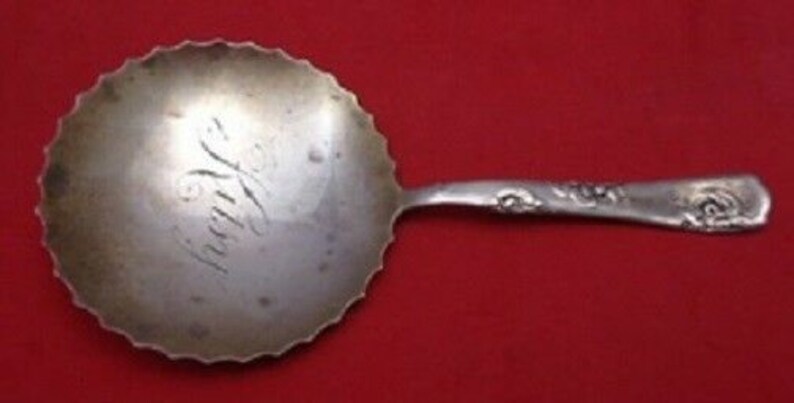 Rose and Scroll By Whiting Sterling Silver Confection Spoon Scalloped 5
