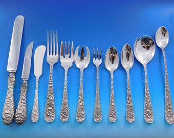 Rose by Stieff Sterling Silver Flatware Set for 8 Service 109