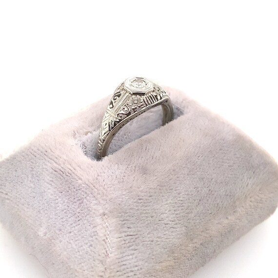 Filigree 18k White Gold Ring .08ct Genuine Natura… - image 6