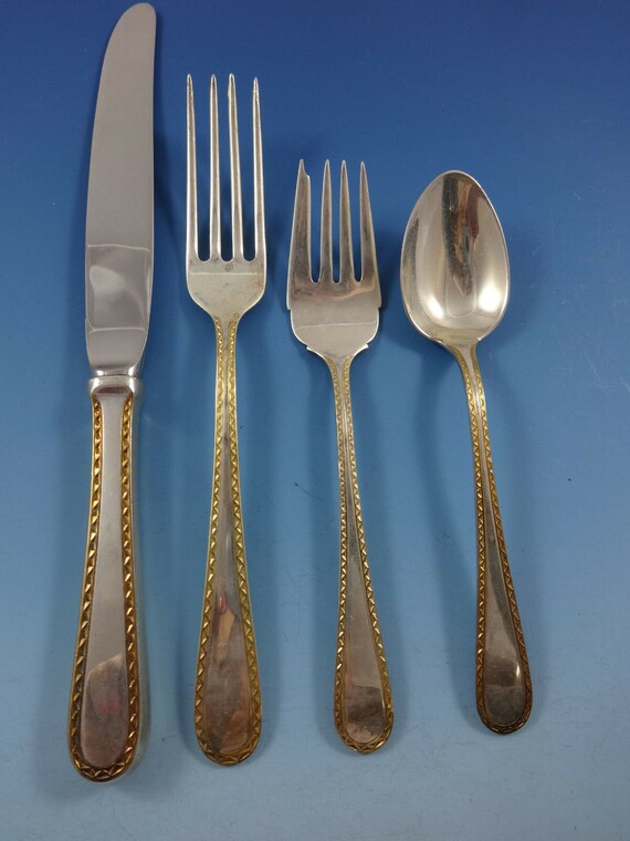 Golden Winslow by Kirk Sterling Silver 12 Flatware Service Set 53 Pcs Etsy Canada
