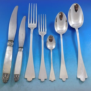 Arts & Crafts by Albert and Andre Calle French 950 Silver Flatware Set Service