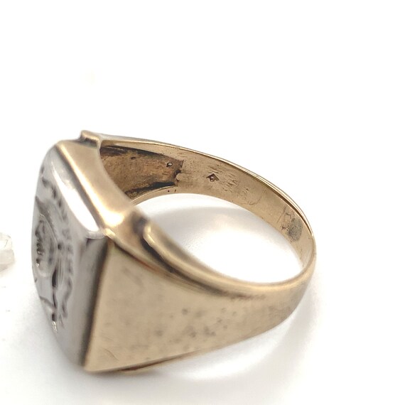 10k Yellow Gold Ring With Silver Warrior Intaglio Men's Size