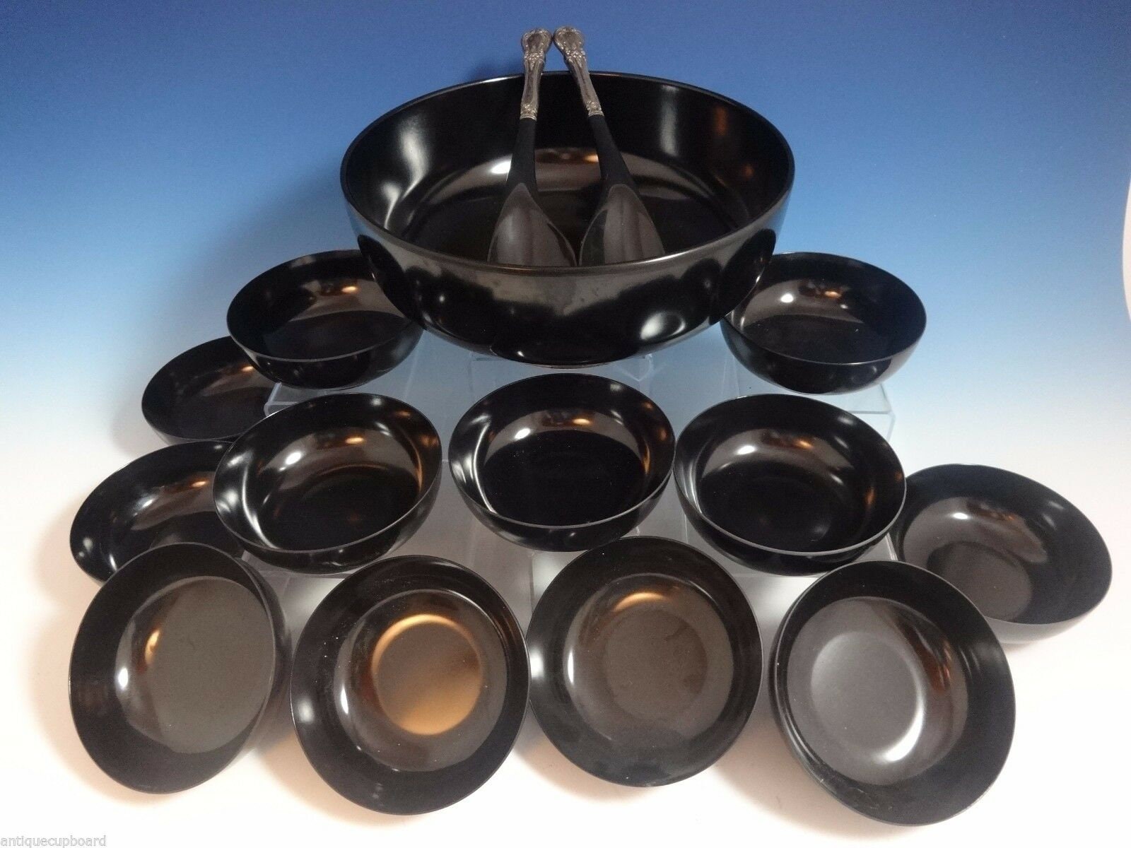 Old Master By Towle Sterling Silver Salad Set 15Pc With Black Melamine | #0895