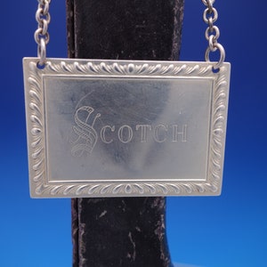 Kirk Sterling Silver Decanter Label &quot;SCOTCH&quot; 1 1/8&quot; X 1 3/4&quot; (#4360)