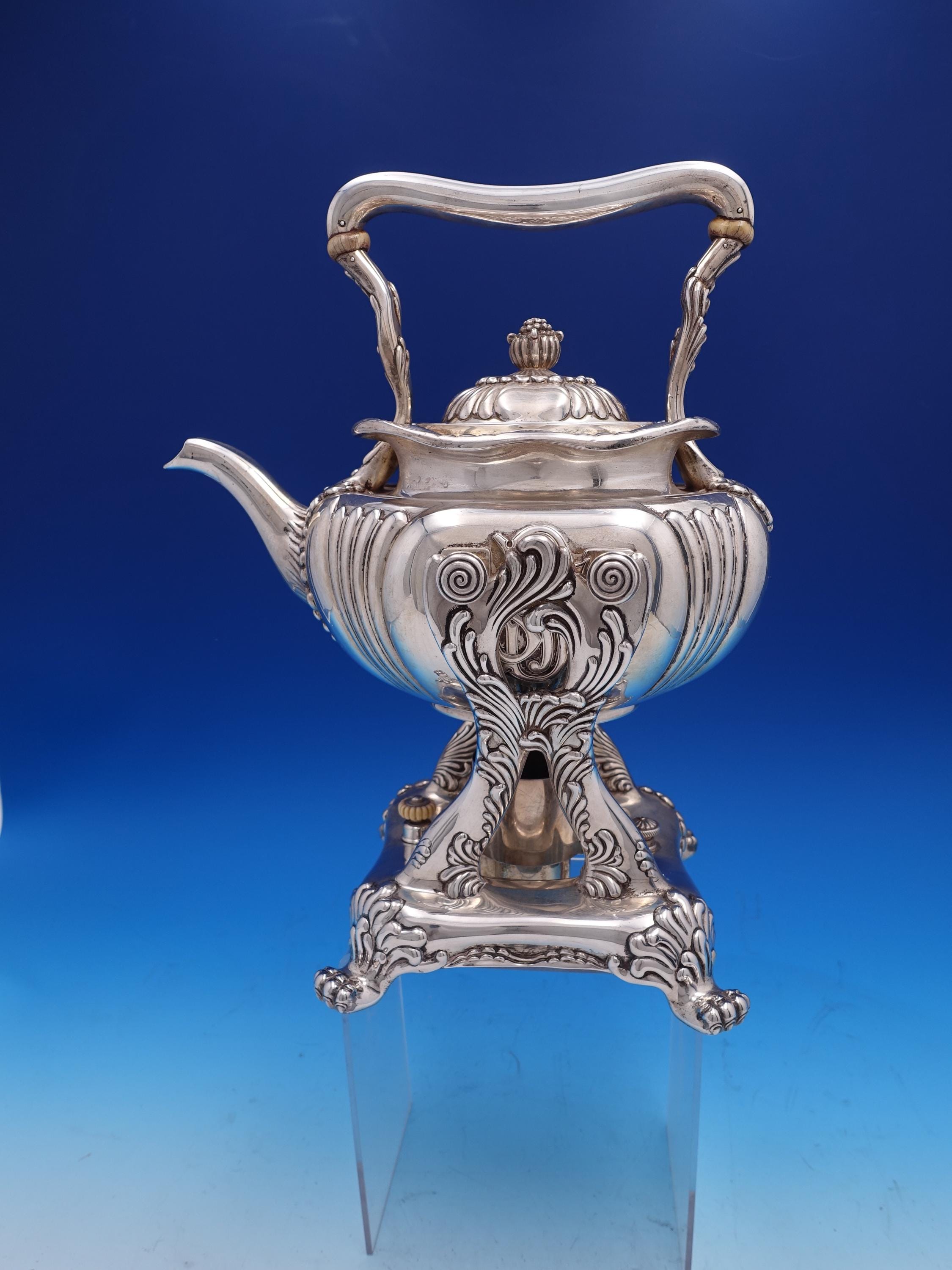 Tiffany and Co. Sterling Silver Tea Set W/chrysanthemums 6pc One