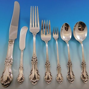 Wild Rose By International Sterling Silver Flatware Service 12 Set 90 Pcs Dinner