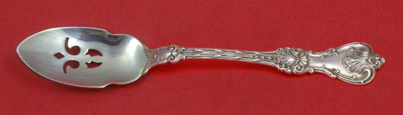 King Edward by Whiting Sterling Silver Olive Spoon Pierced 5 34 Custom Made