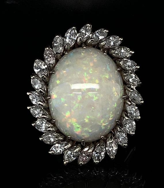 Platinum Genuine Natural Opal and 2.50cts Diamond… - image 1