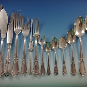 French Henin & Cie 950 Sterling Silver Flatware Set 12 Service France 165 Pcs