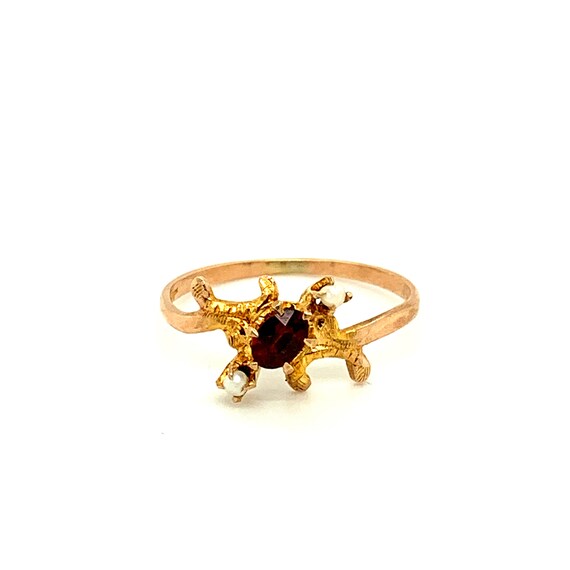 10k Yellow Gold Victorian Garnet and Seed Pearl Ri