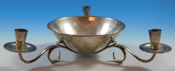 Tane Mexican Sterling Silver Bowl With Three Candlesticks (#2253