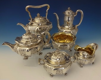 Tiffany  and  Co. Sterling Silver Tea Set W/chrysanthemums 6pc One-of-a-kind #0157