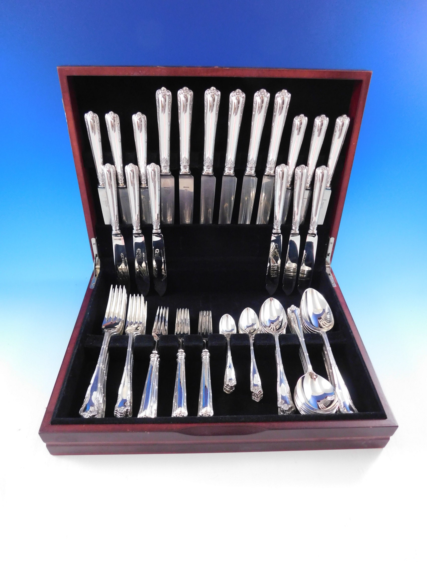 Asprey English Sterling Silver Flatware Set Service 66 Pcs Asprey English Sterling Silver Flatware Set Service 66 Pcs
