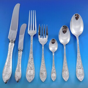Tudor Scroll by Birks Sterling Silver Flatware Set 8 Service 62 pieces Dinner