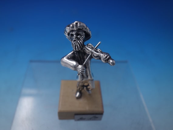 Judaica by Ben-zion Israel Sterling Silver Sculpture Fiddler W