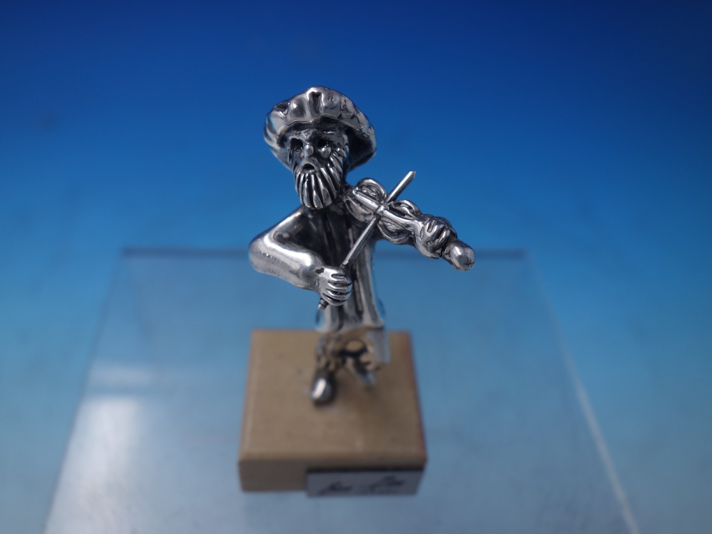 Judaica by Ben-zion Israel Sterling Silver Sculpture Fiddler W
