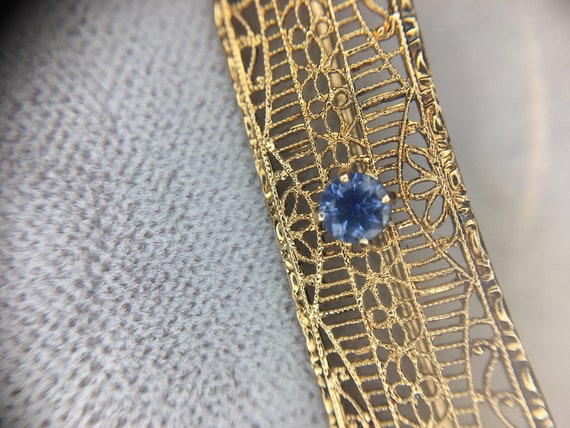 10k Yellow Gold Filigree Genuine Natural Sapphire… - image 7