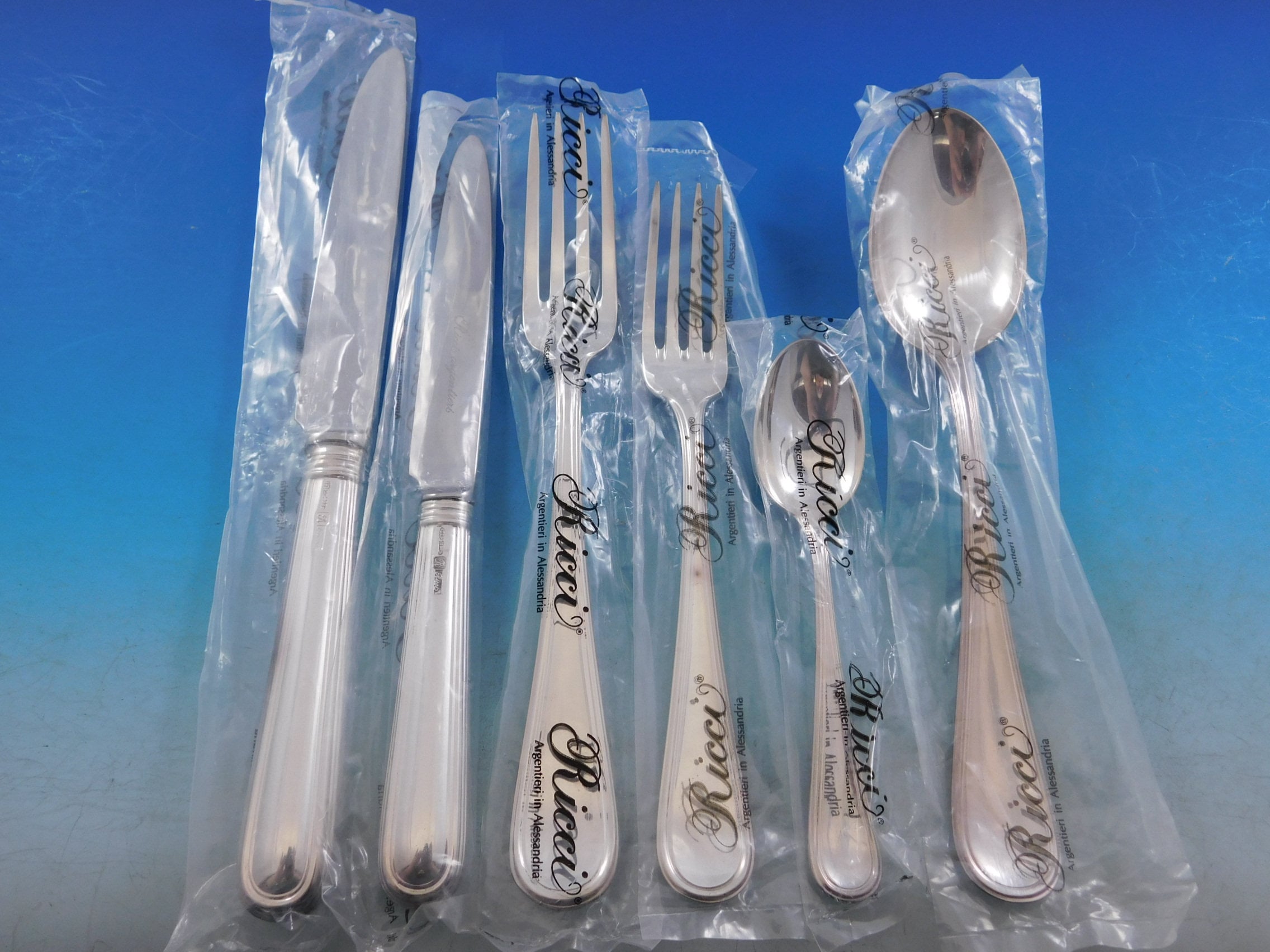 Ascot by Ricci 800 Silver Flatware Set for 12 Service 76 Pcs