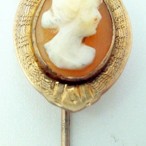 10k Gold Shell Genuine Natural Cameo Stick Pin (#2667)