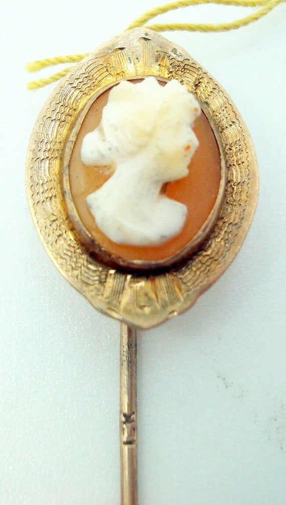 10k Gold Shell Genuine Natural Cameo Stick Pin (#2