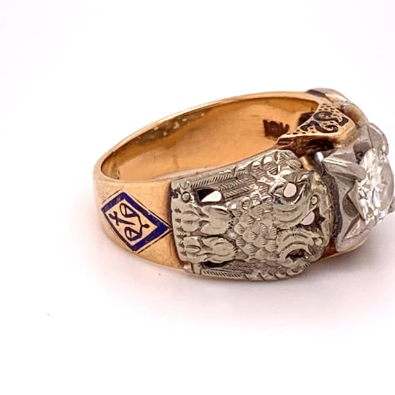 Masonic 10k Yellow Gold Men's Ring .85ct Genuine … - image 2