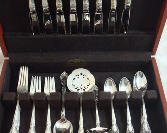ビンテージ　ALVIN STERLING ナイフ　Chateau Rose 純銀 Alvin CHATEAU ROSE Sterling Silver Flatware Set 66pcs