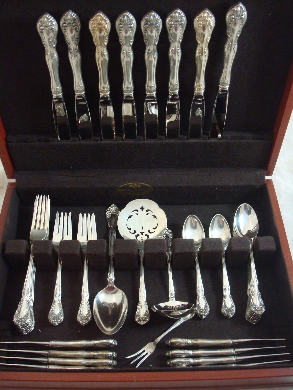 ALVIN STERLING ナイフ　Chateau Rose 純銀　ビンテージ Alvin CHATEAU ROSE Sterling Silver Flatware Set 66pcs