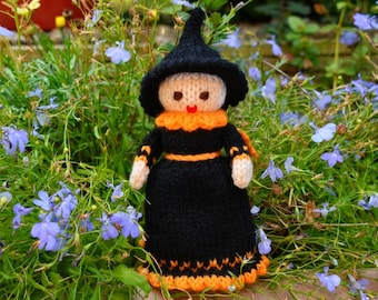 Knitting Pattern, Jehane the Witch Doll Knitting Pattern, Knitted Doll, Halloween Witch, Halloween Party, Toy Knitting Pattern, Pocket Doll