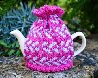 Knitting Pattern, Boysenberry Fair Isle Teapot Cosy, 2 Cup Traditional Teapot, Knitted Cozy, Fair Isle Knitting, Home Decor,Table Decoration