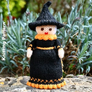 Halloween Witch Doll Knitting Pattern PDF