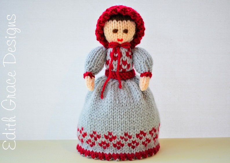 Victorian Doll Knitting Pattern, Rag Doll, Doll Making Pattern, Historical Costume, Toy Knitting Pattern, Victorian Dress, Pocket Doll image 2
