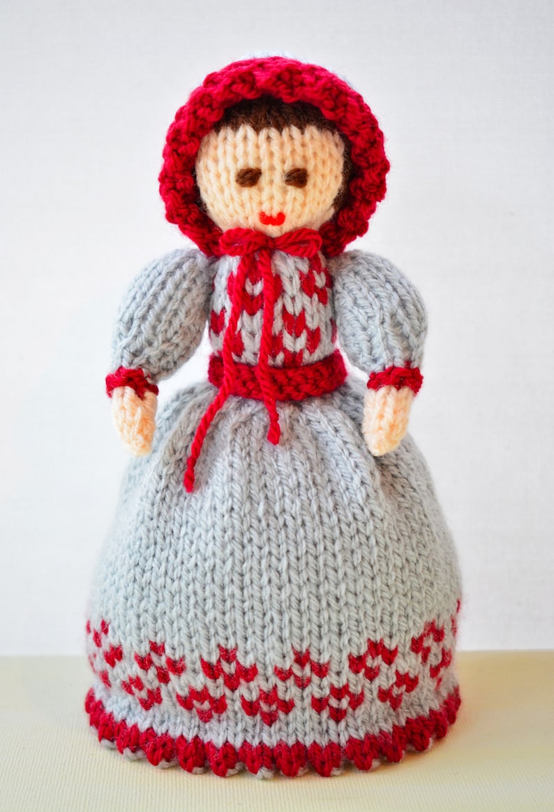 Victorian Doll Knitting Pattern, Rag Doll, Doll Making Pattern, Historical Costume, Toy Knitting Pattern, Victorian Dress, Pocket Doll image 4