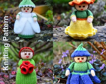 Flower Dolls Knitting Pattern PDF