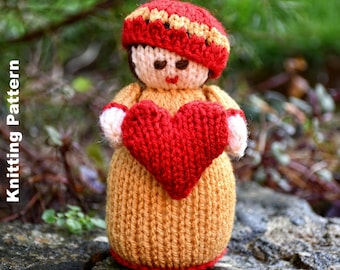 Valentine's Heart Doll Knitting Pattern PDF