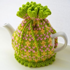 Knitting Pattern, Springtime Fair Isle Teapot Cosy, 2 Cup Traditional Teapot, Knitting Pattern, Cosy Knitting, Knitted Cozy, Home Decor image 8