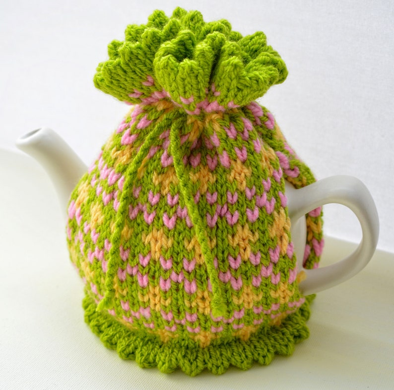 Knitting Pattern, Springtime Fair Isle Teapot Cosy, 2 Cup Traditional Teapot, Knitting Pattern, Cosy Knitting, Knitted Cozy, Home Decor image 8