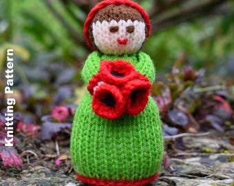 Poppy Flower Doll Knitting Pattern PDF