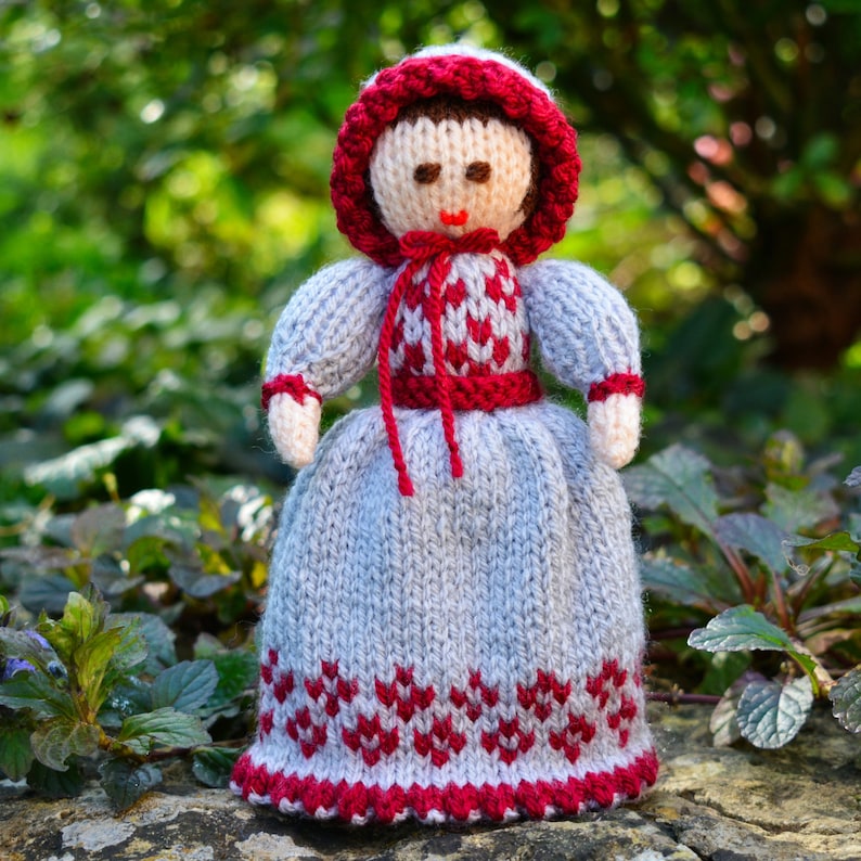Victorian Doll Knitting Pattern, Rag Doll, Doll Making Pattern, Historical Costume, Toy Knitting Pattern, Victorian Dress, Pocket Doll image 9