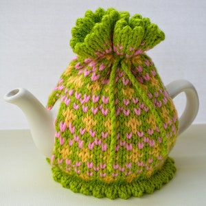 Knitting Pattern, Springtime Fair Isle Teapot Cosy, 2 Cup Traditional Teapot, Knitting Pattern, Cosy Knitting, Knitted Cozy, Home Decor image 7