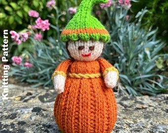 Halloween Pumpkin Doll Knitting Pattern PDF
