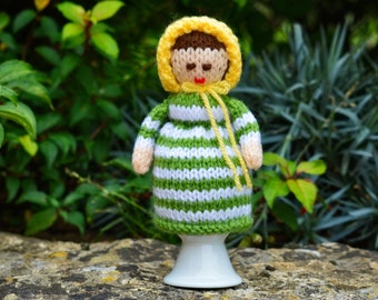 Knitting Pattern, Victorian Doll Egg Cosy, Knitted Egg Cozy, Doll Making Pattern, Toy Knitting Pattern, Easter Knitting, Victorian Dress