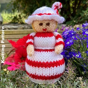 Candy Cane Doll - Knitting Pattern - Christmas Decoration - Knitted Toy - Christmas Gift - Handmade Gift - Doll Making Pattern - Crafting