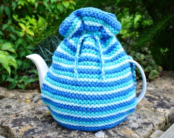 Knitting Pattern, Ocean Blue Teapot Cosy, Beginners Knitting Pattern, Easy Knitting Pattern, Garter Stitch, Home Decor, Table Decoration
