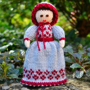 Victorian Doll Knitting Pattern, Rag Doll, Doll Making Pattern, Historical Costume, Toy Knitting Pattern, Victorian Dress, Pocket Doll image 1