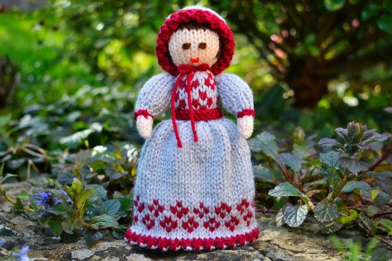 Victorian Doll Knitting Pattern, Rag Doll, Doll Making Pattern, Historical Costume, Toy Knitting Pattern, Victorian Dress, Pocket Doll image 1