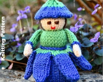 Bluebell Flower Doll Knitting Pattern PDF