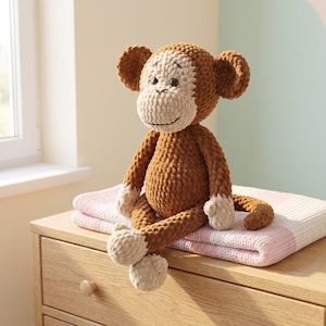 Monkey Amigurumi Crochet Pattern PDF, Beige Face