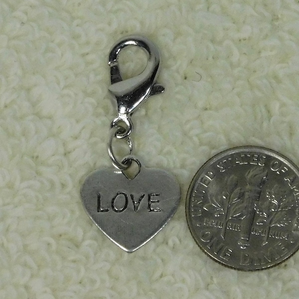 Unisex Anyone Heart Clip On Charm Zipper Pull Love Jewelry Charm, Heart Pendant, Heart Gift, Jewelry Clip on, under 5, 10 dollar