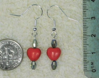 Red Heart Gemstone Dangle Nickel Free Hook Earrings Drop Earrings Love Holiday Gift Earrings under 20 dollars